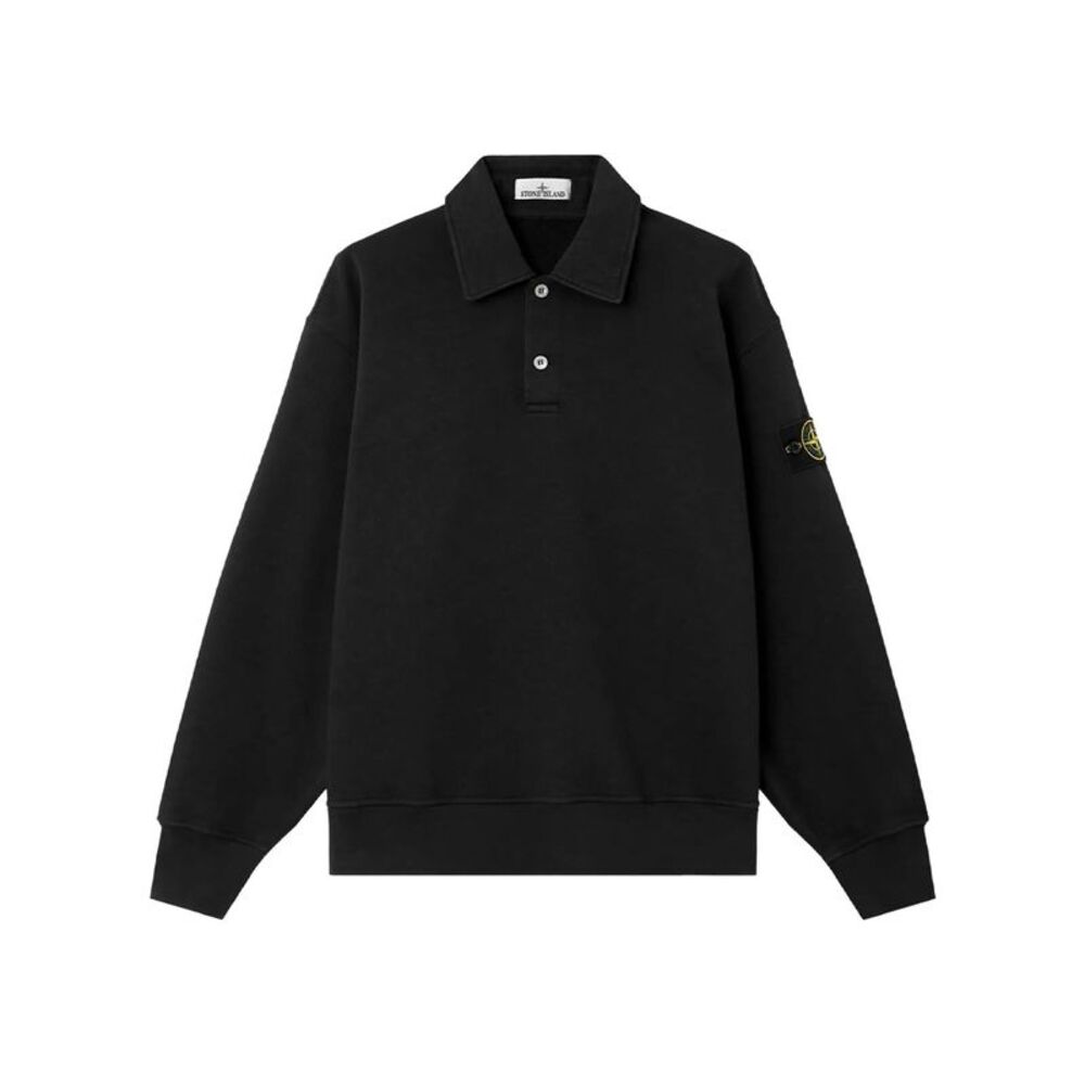 Stone Island Men Felpa Girocollo Con Colletto Polo E Vestibilità Oversize